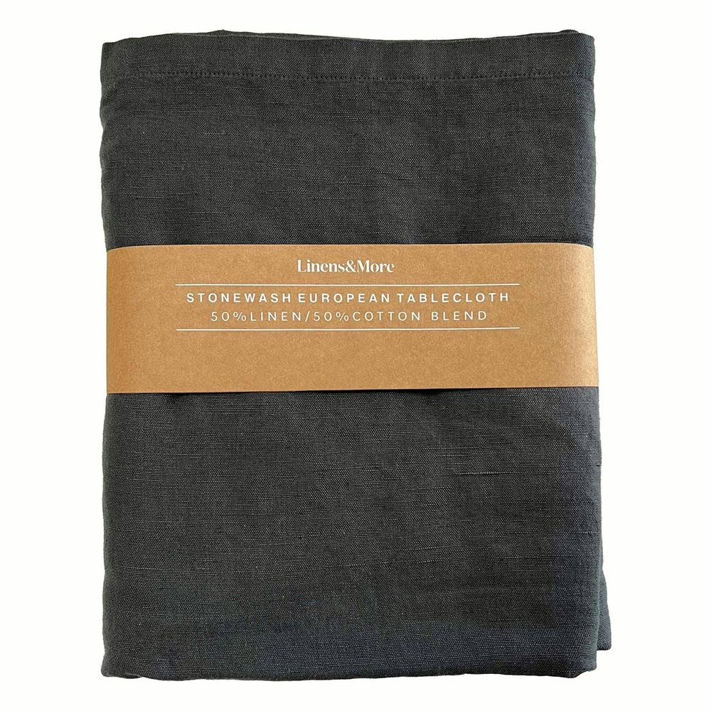 FORAGE TABLECLOTH  - LINEN COTTON BLEND 150 X 260cm CHARCOAL