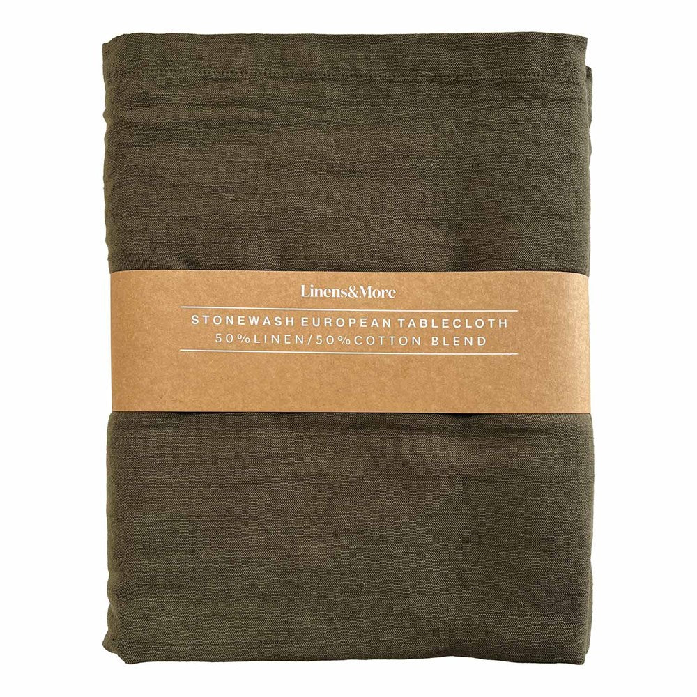 FORAGE TABLECLOTH  - LINEN COTTON BLEND 150 X 260cm OLIVE