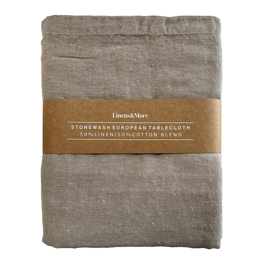 FORAGE TABLECLOTH  - LINEN COTTON BLEND 150 X 260cm CHAMBRAY TAUPE