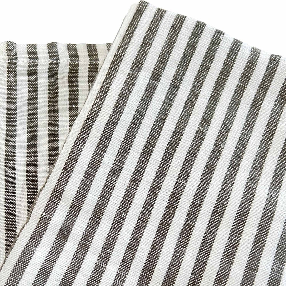 FORAGE NAPKINS SET 4 - LINEN COTTON BLEND 45x 45cm OLIVE STRIPE