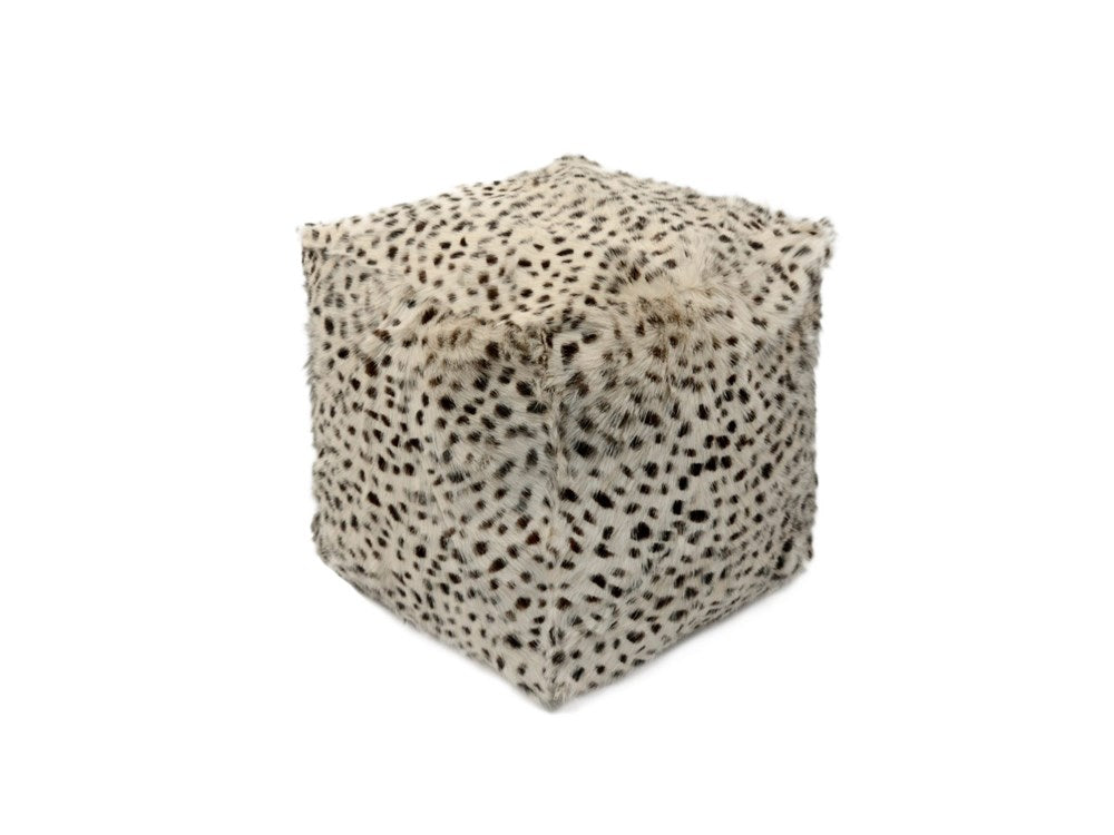 GOAT FUR POUF LEOPARD