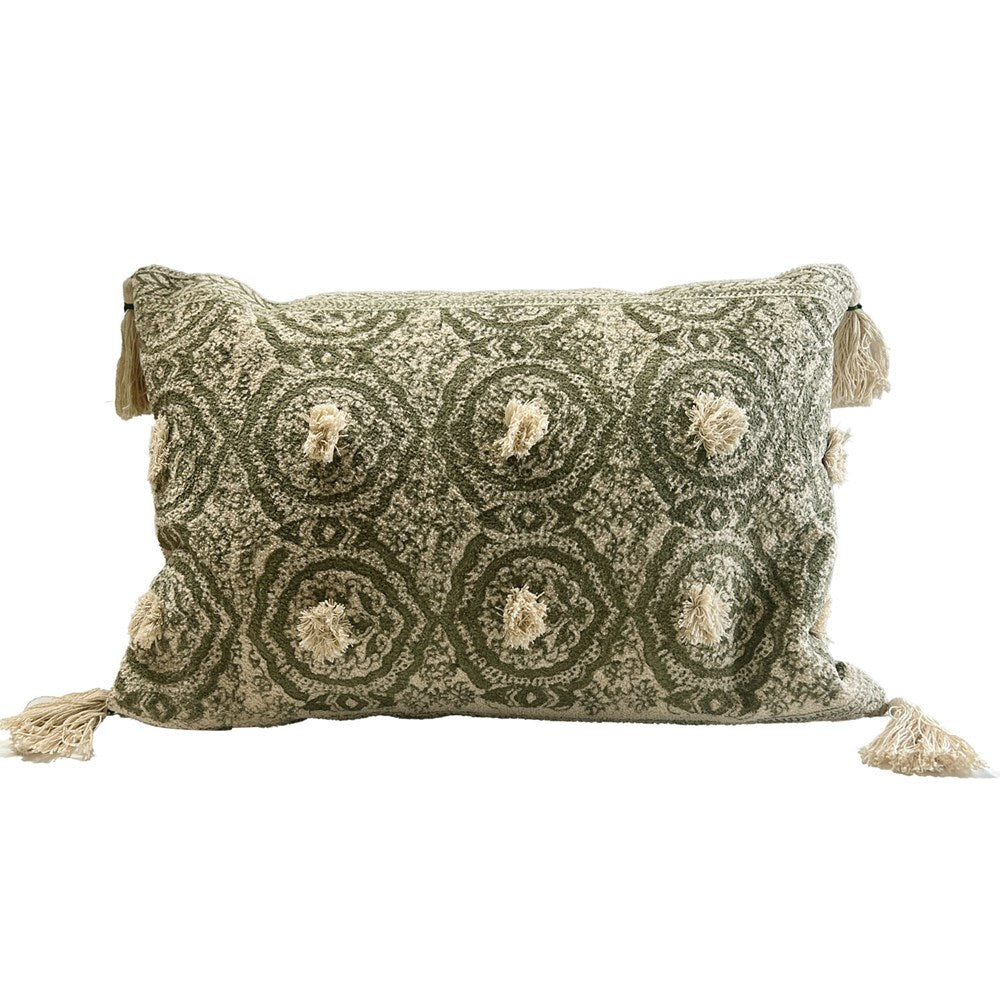 ARTISAN BLOCK PRINTED CUSHION - SAGE 40x60CM