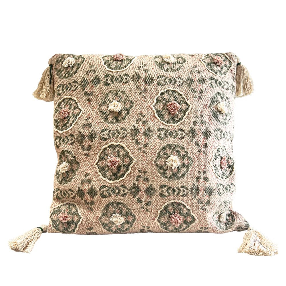 ARTISAN BLOCK PRINTED CUSHION - BLUSH 50x50CM