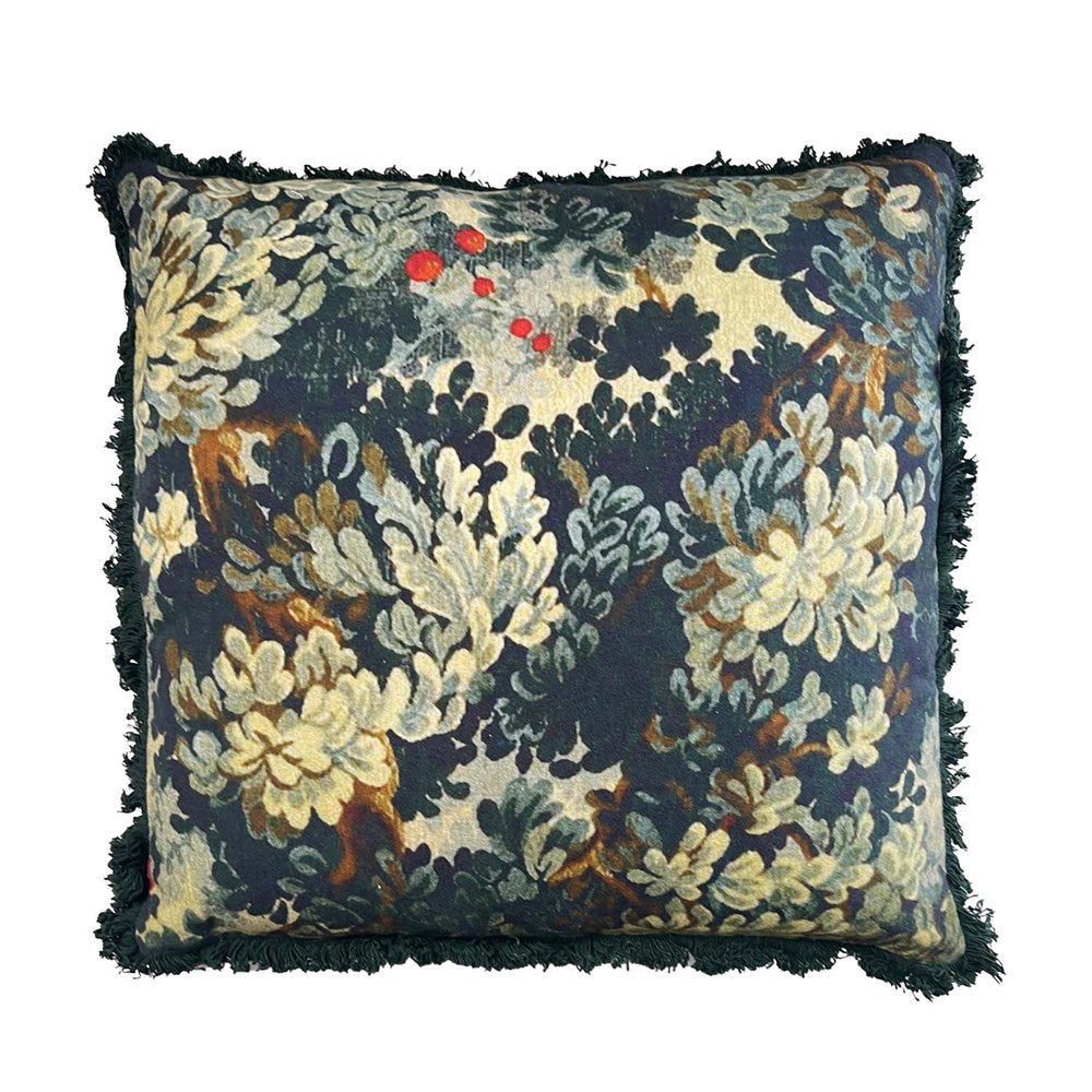 VILLA FLORAL CUSHION WITH FRINGE DETAIL 50x50CM