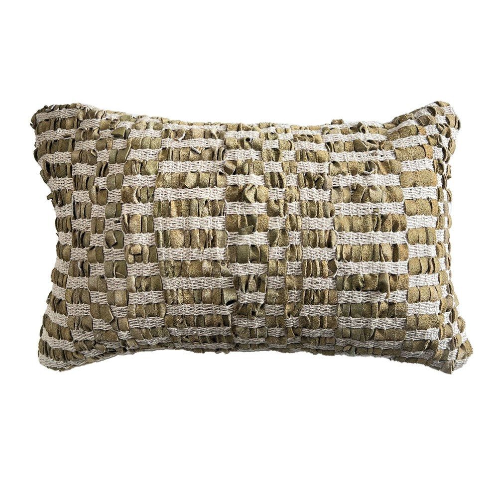 LISMORE CYPRUS LEATHER AND JUTE CUSHION 30X50CM