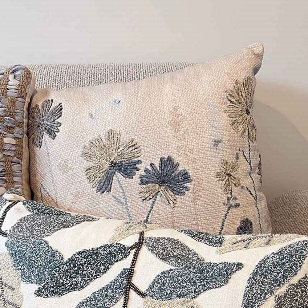 WILDFLOWERS EMBROIDERED CUSHION 45x45CM