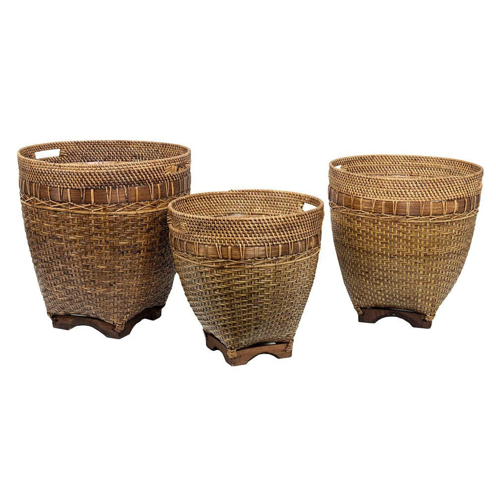 RATTAN LOMBOK PLANTERS SET OF 3