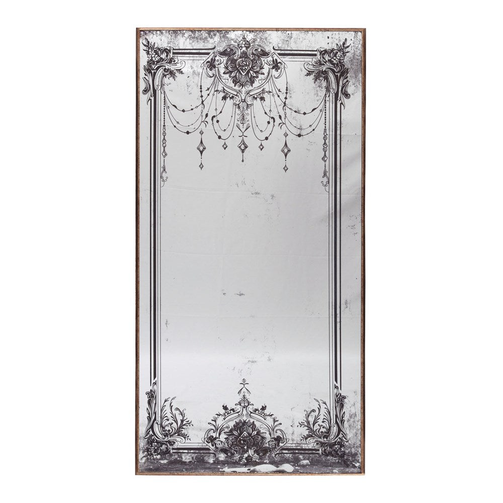 Decorative mirror with intricate design on a white background