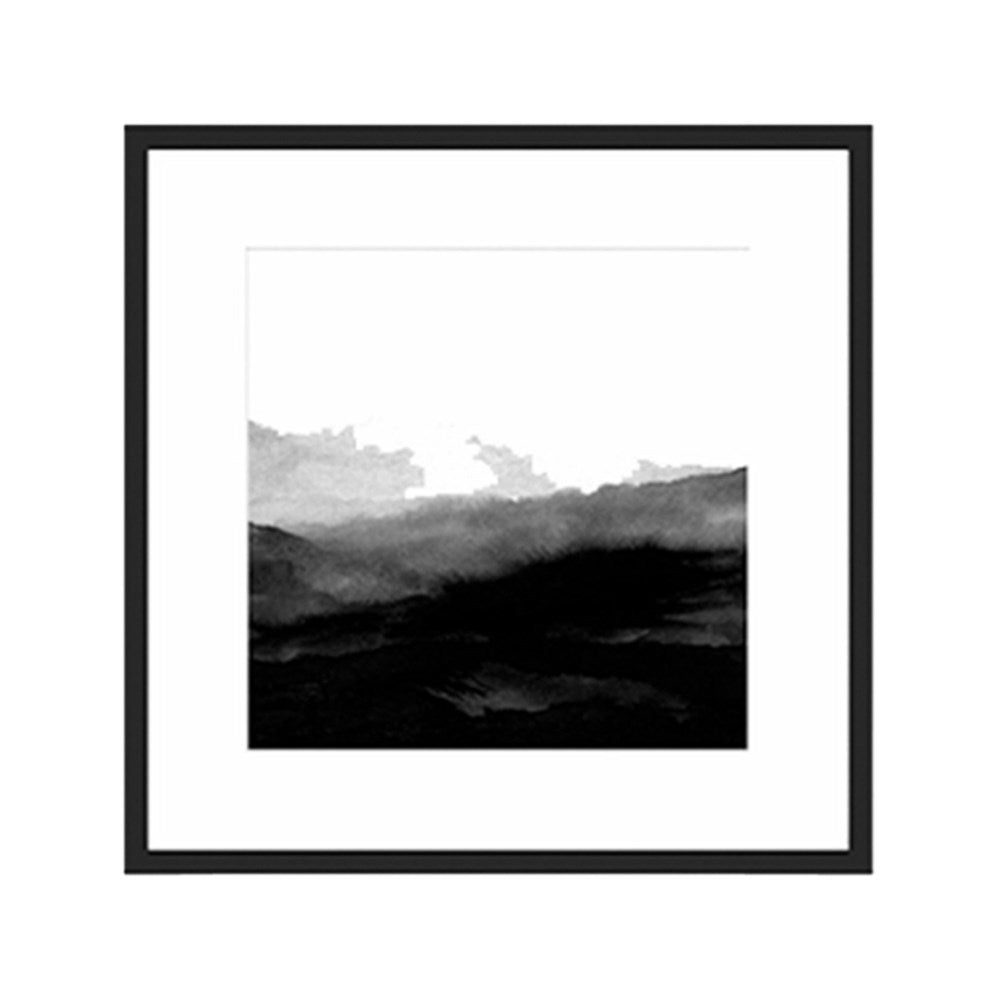 Framed black and white landscape print