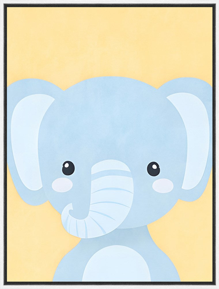 Blue elephant illustration on a yellow background