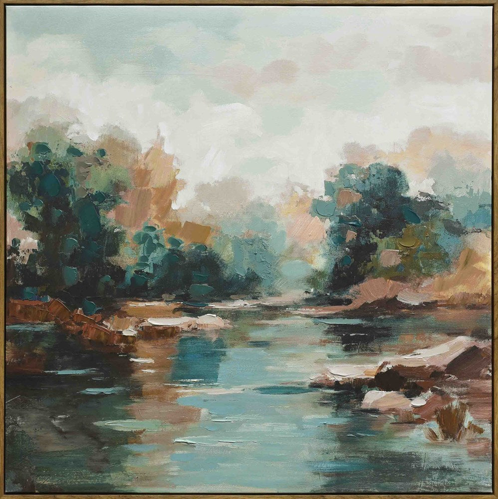 SERENE SPRING CANVAS BROWN FRAME 100X100CM