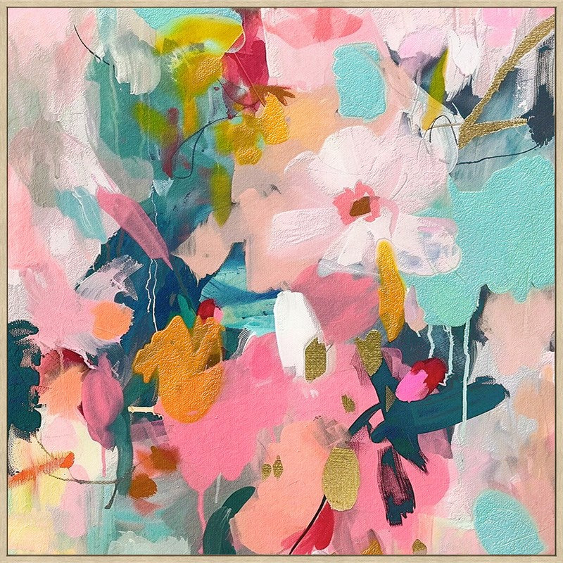 SUMMER FLOWERS NATURAL FRAME 80x80CM