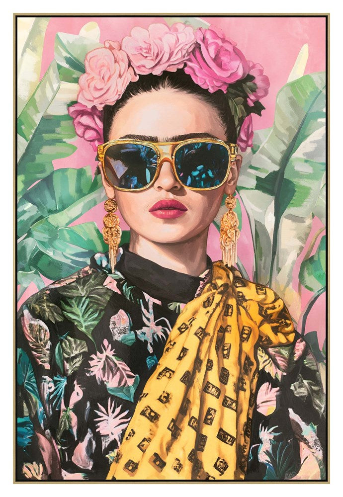 CONTEMPORARY FRIDA NATURAL FRAMED CANVAS WALL ART 80X120CM