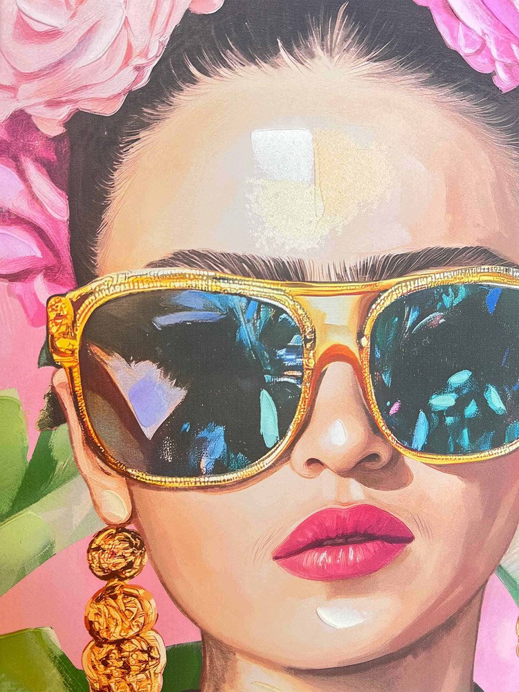 CONTEMPORARY FRIDA NATURAL FRAMED CANVAS WALL ART 80X120CM
