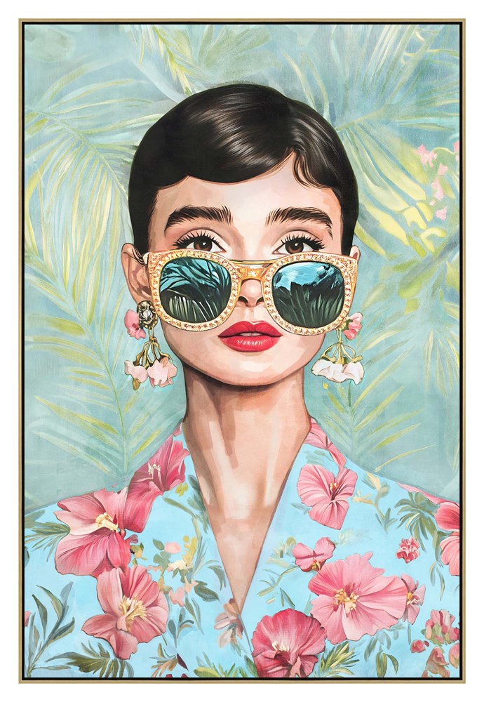 CONTEMPORARY AUDREY NATURAL FRAMED CANVAS WALL ART 80X120CM