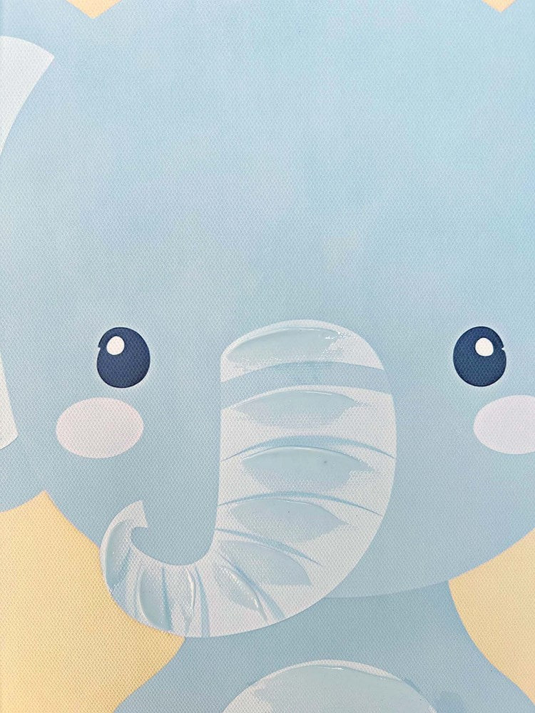 BLUE ELEPHANT WHITE FRAMED KIDS WALL ART 30X40CM