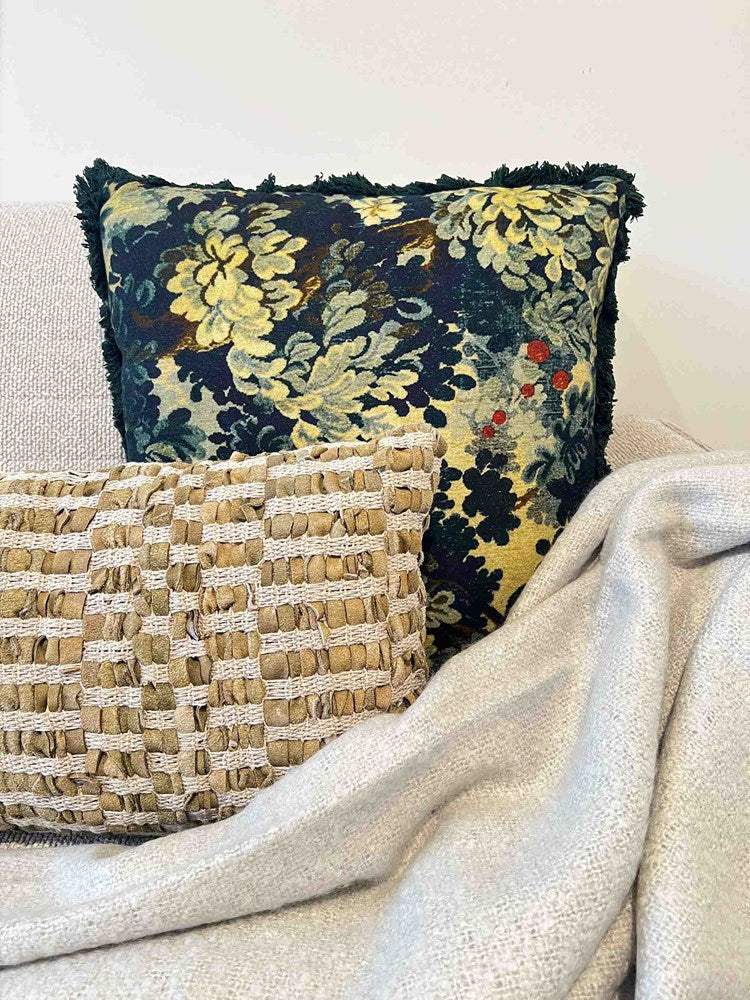 VILLA FLORAL CUSHION WITH FRINGE DETAIL 50x50CM