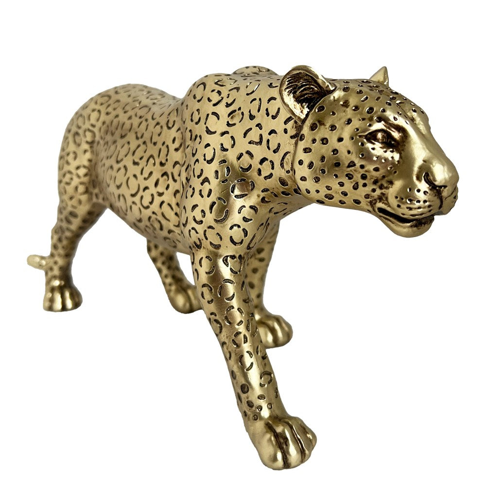 Gold leopard ornament on a white background
