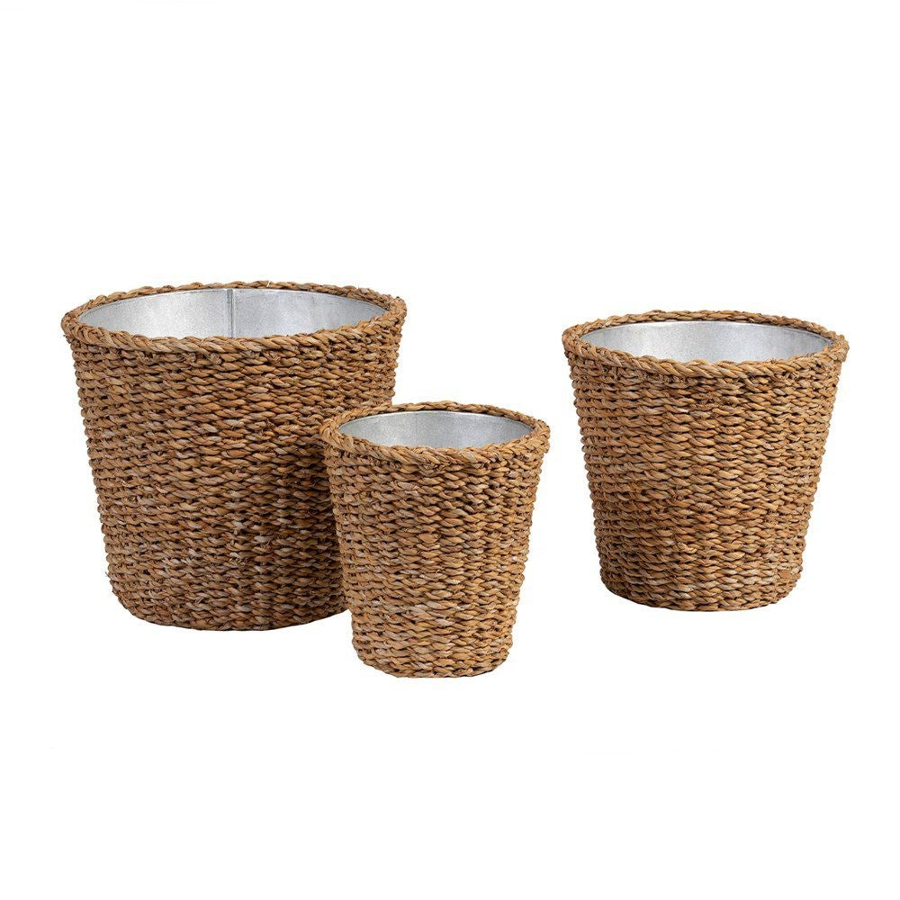 SEAGRASS BALTI BASKET SET OF 3 WITH TIN LINERS