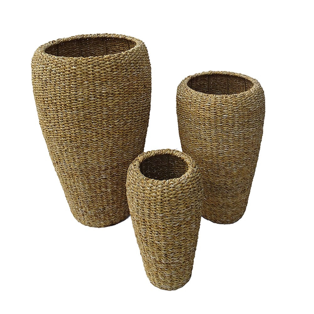 SEAGRASS CONICAL TOP POTS SET OF 3