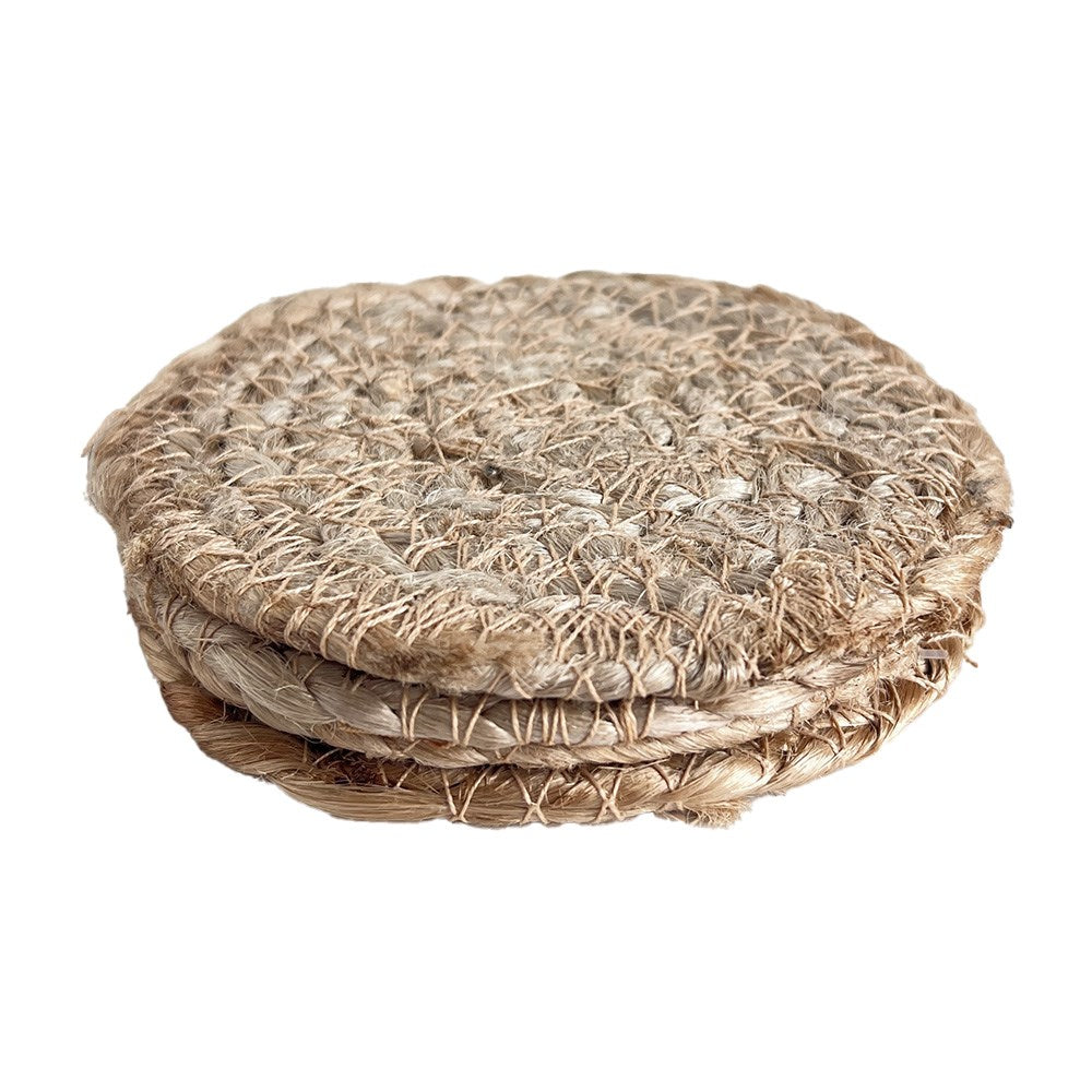 SEAGRASS / JUTE ROUND COASTER SET 4 -NATURAL