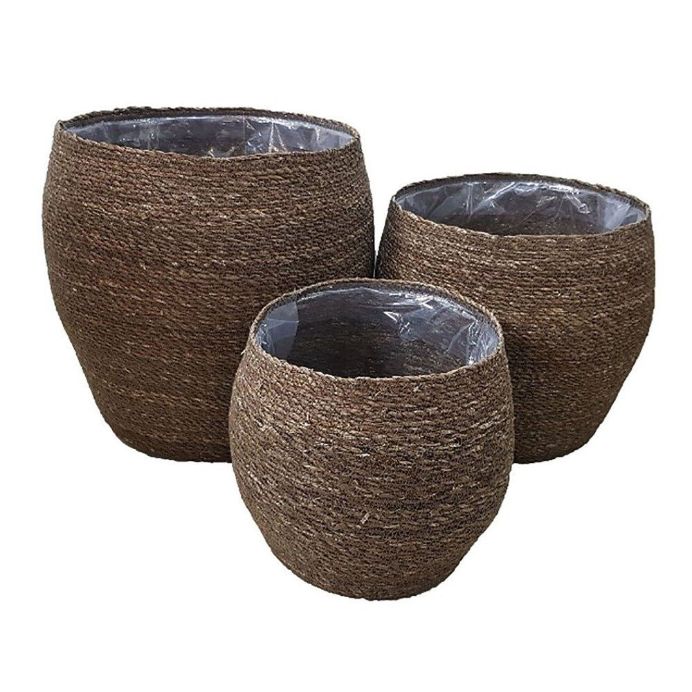 SEAGRASS CURVED PLANTERS SET OF 3