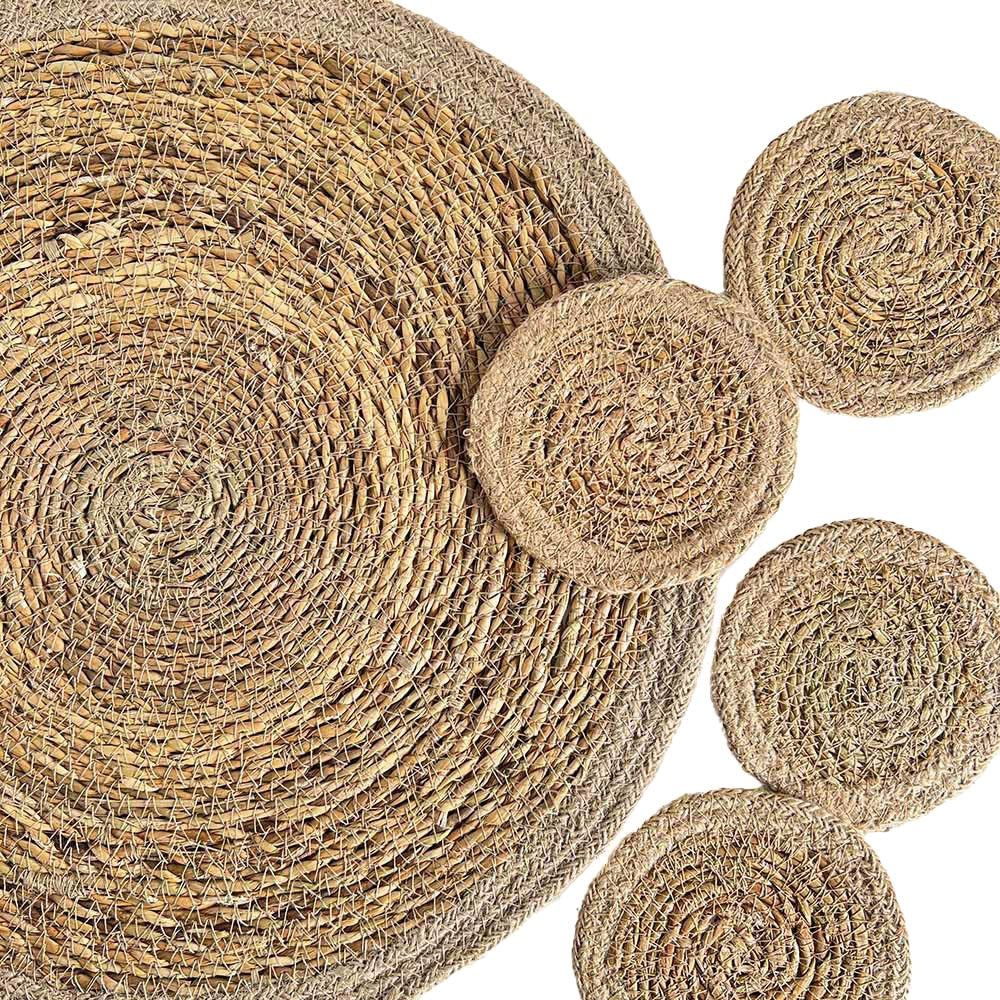 SEAGRASS / JUTE ROUND PLACEMAT NATURAL BORDER/NATURAL