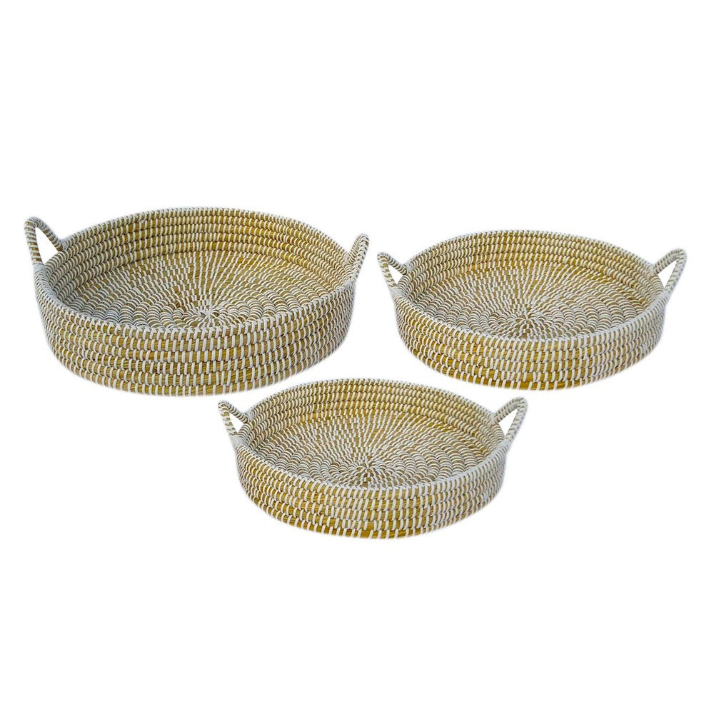 KANS GRASS TRAY SET OF 3 RAISED HANDLES