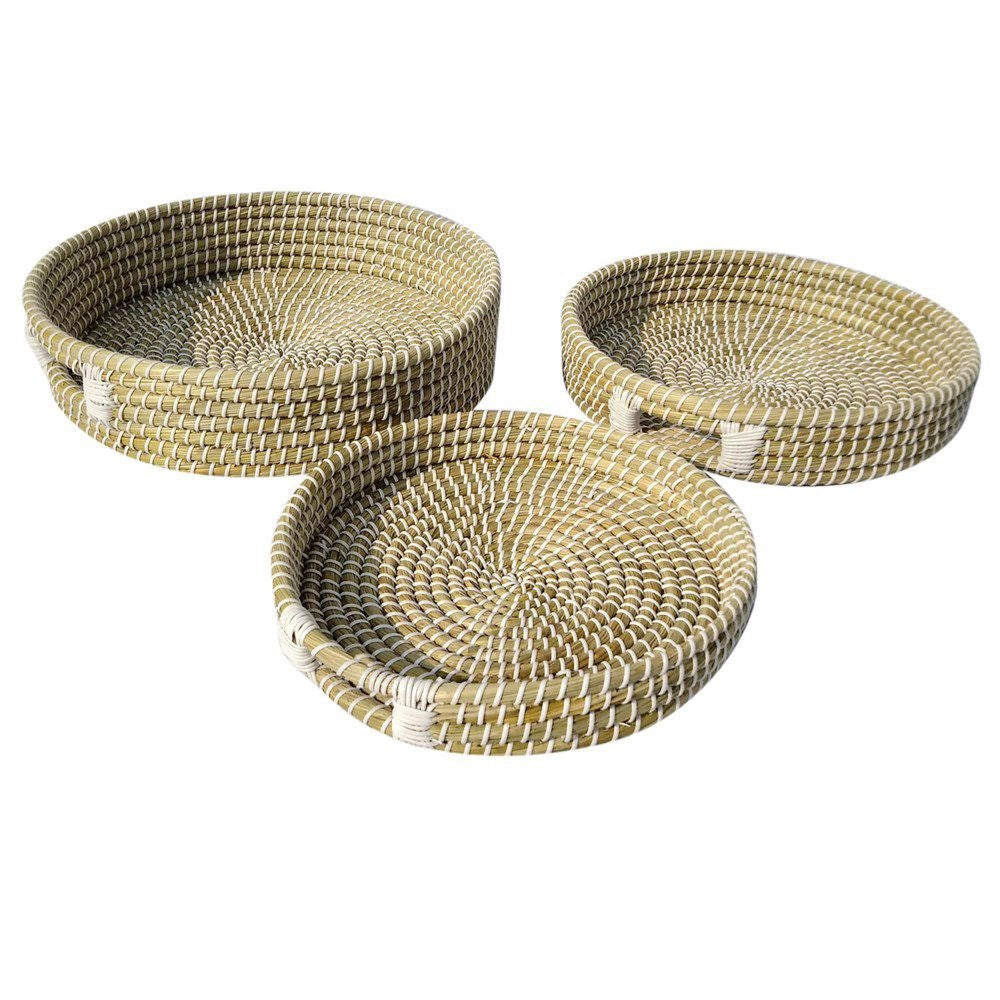 KANS GRASS TRAY SET OF 3 INSET HANDLES