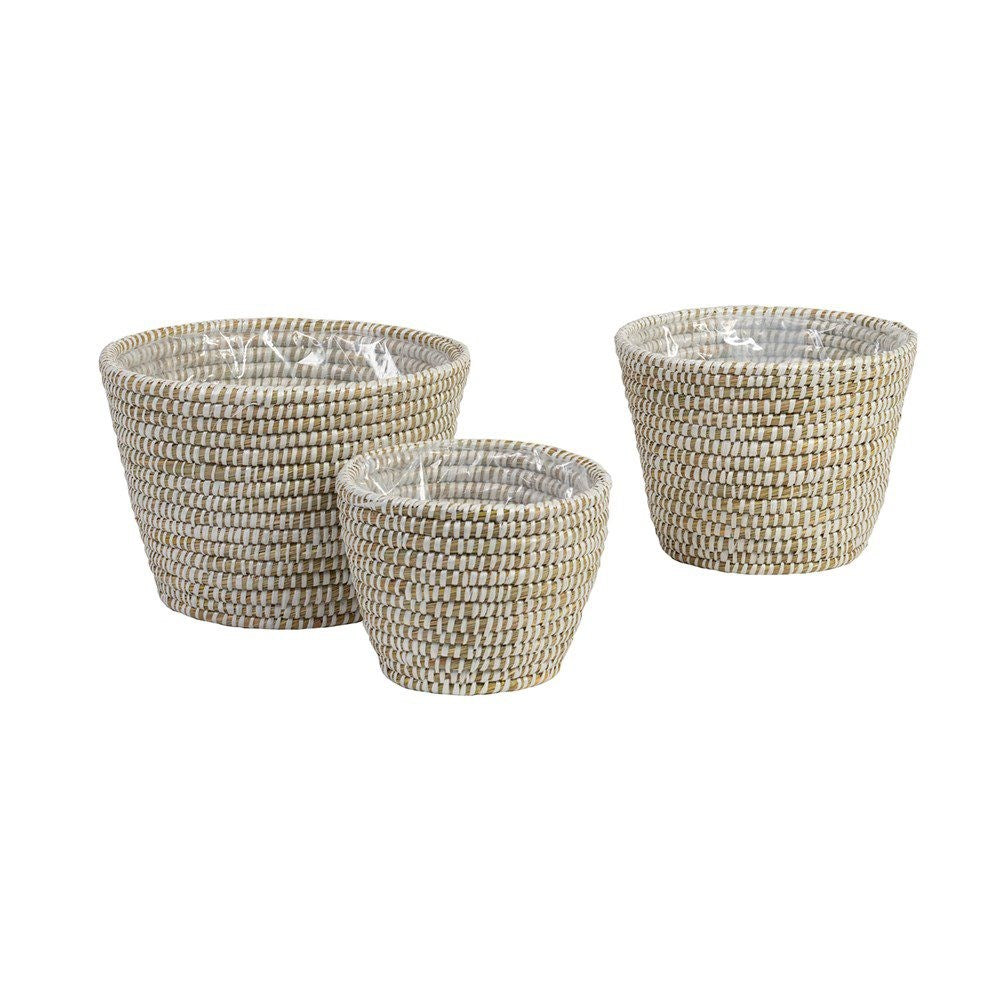 KANS GRASS ROUND PLANTERS SET OF 3