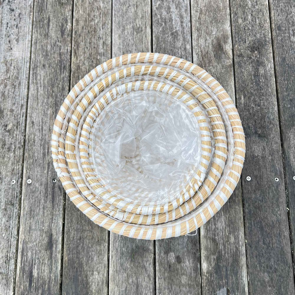 KANS GRASS ROUND PLANTERS SET OF 3