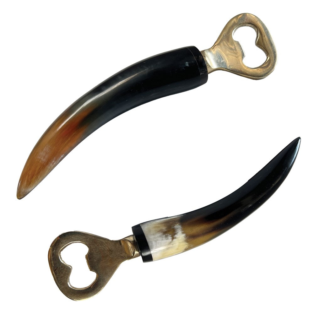 HEIRLOOM BLACK BROWN HORN BOTTLE OPENER 18CM
