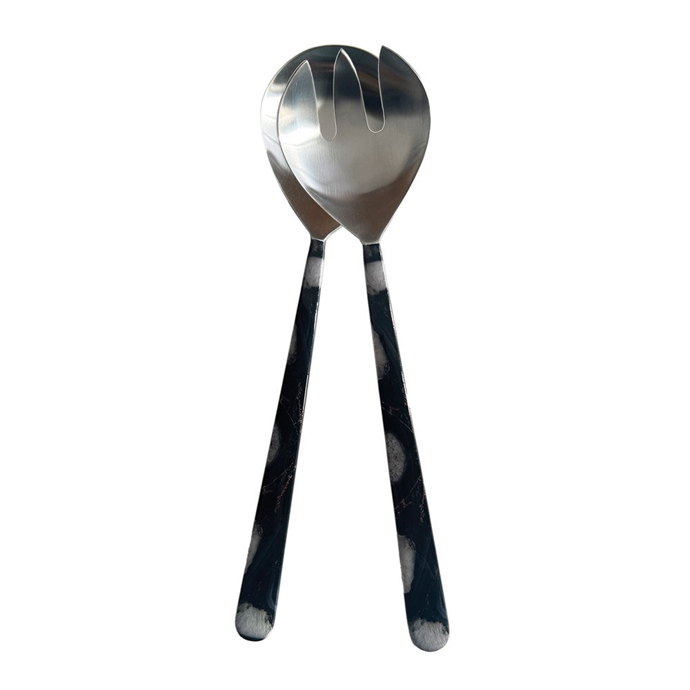 MARBLED EARTH SALAD SERVERS PAIR 30x8CM - PAIR