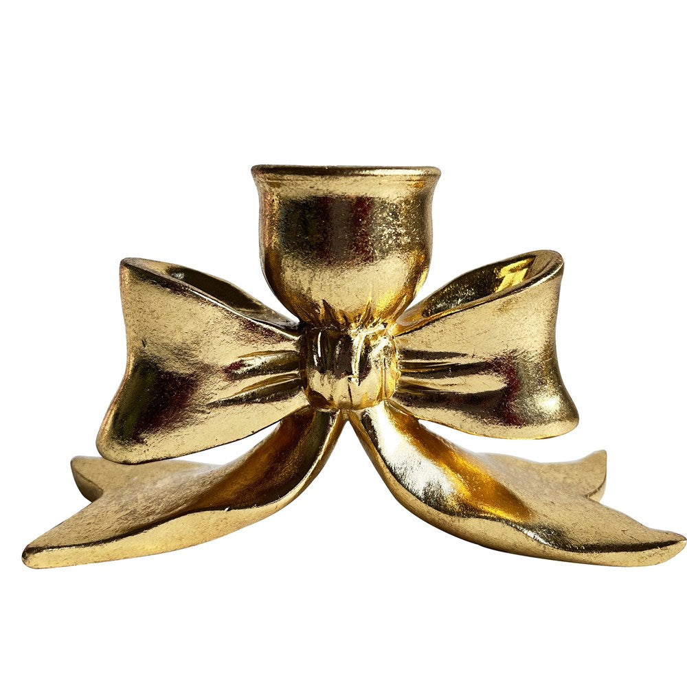 GOLD BOW KNOT CANDLE HOLDER 14.8X5.7X8.8CM