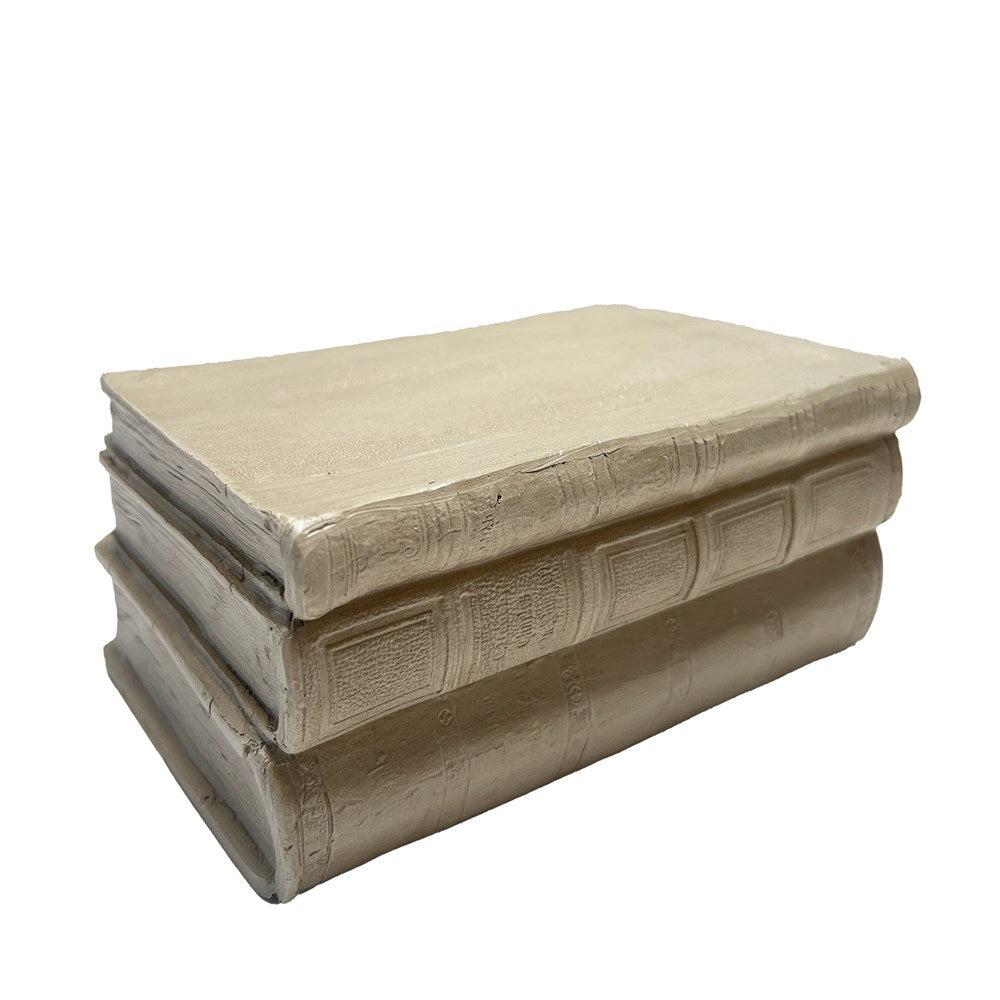 ANTIQUE STACKING BOOKS SM - 1 PCE- FRENCH WHITE 12.3X8X17.5CM