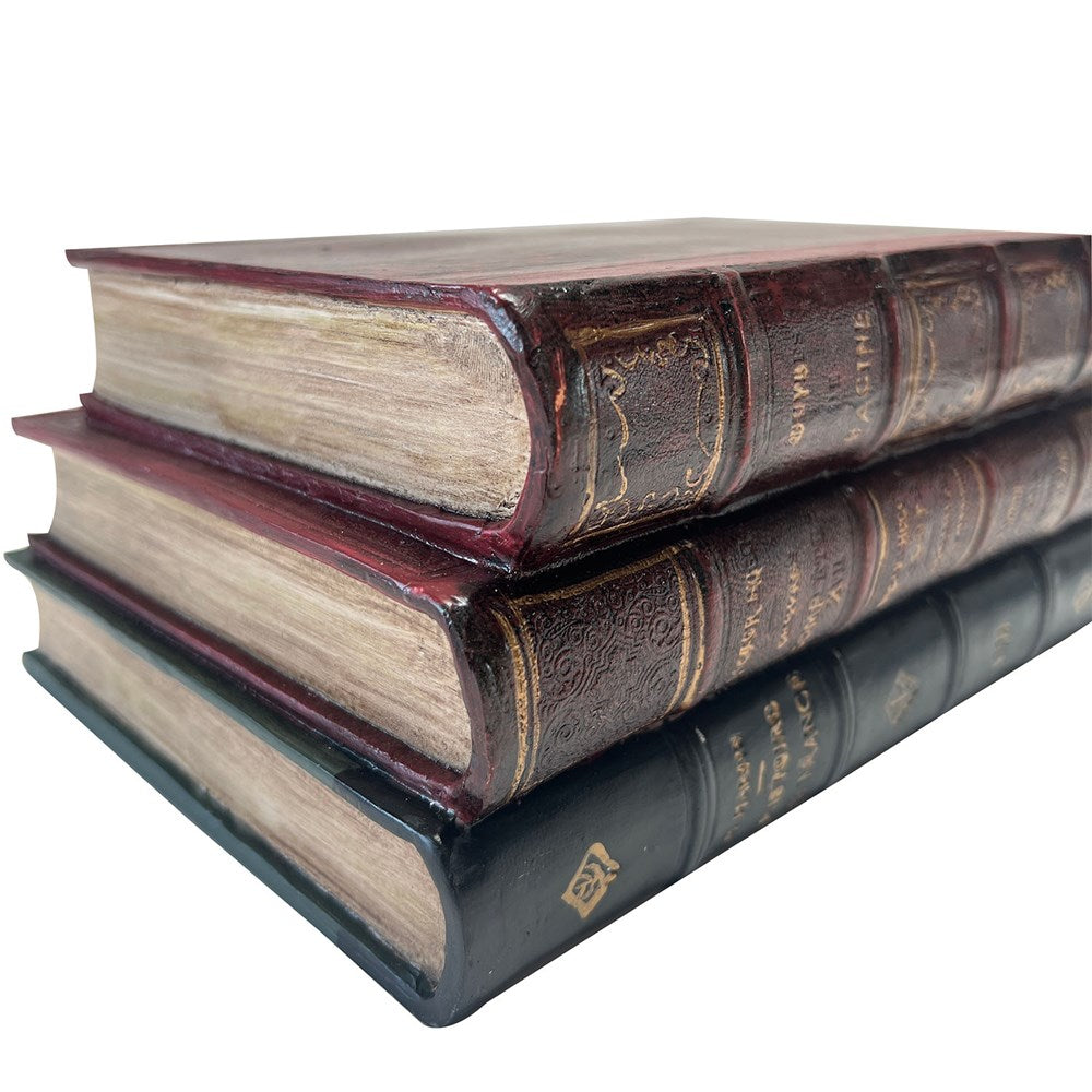 ANTIQUE STACKING BOOKS LGE - 1 PCE- ANTIQUE RED/BLACK 28X20X12CM