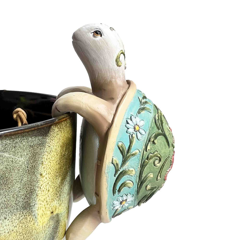 FLOWER POWER TORTOISE HANGING RIM MULTI 7.9X7.5X13.4CM