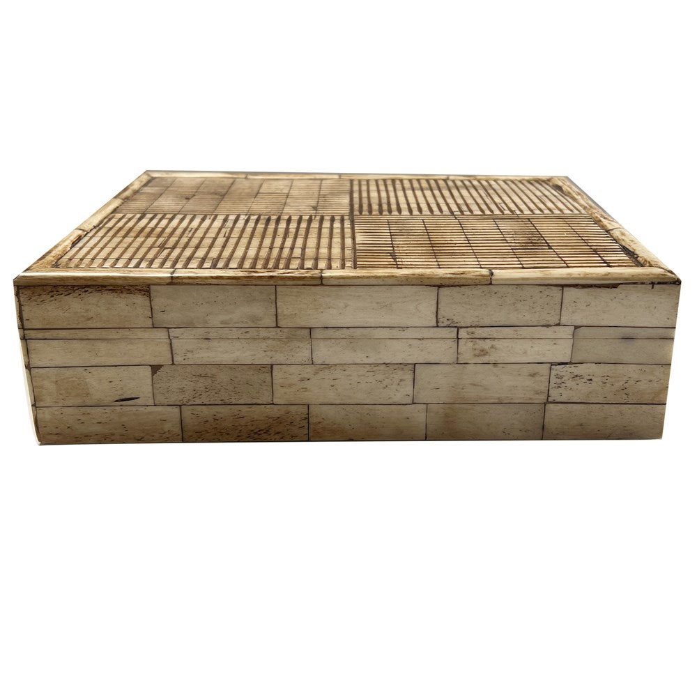 CARVED BONE DECORATIVE BOX WITH ANTIQUE FINISH 25x20x7xCM