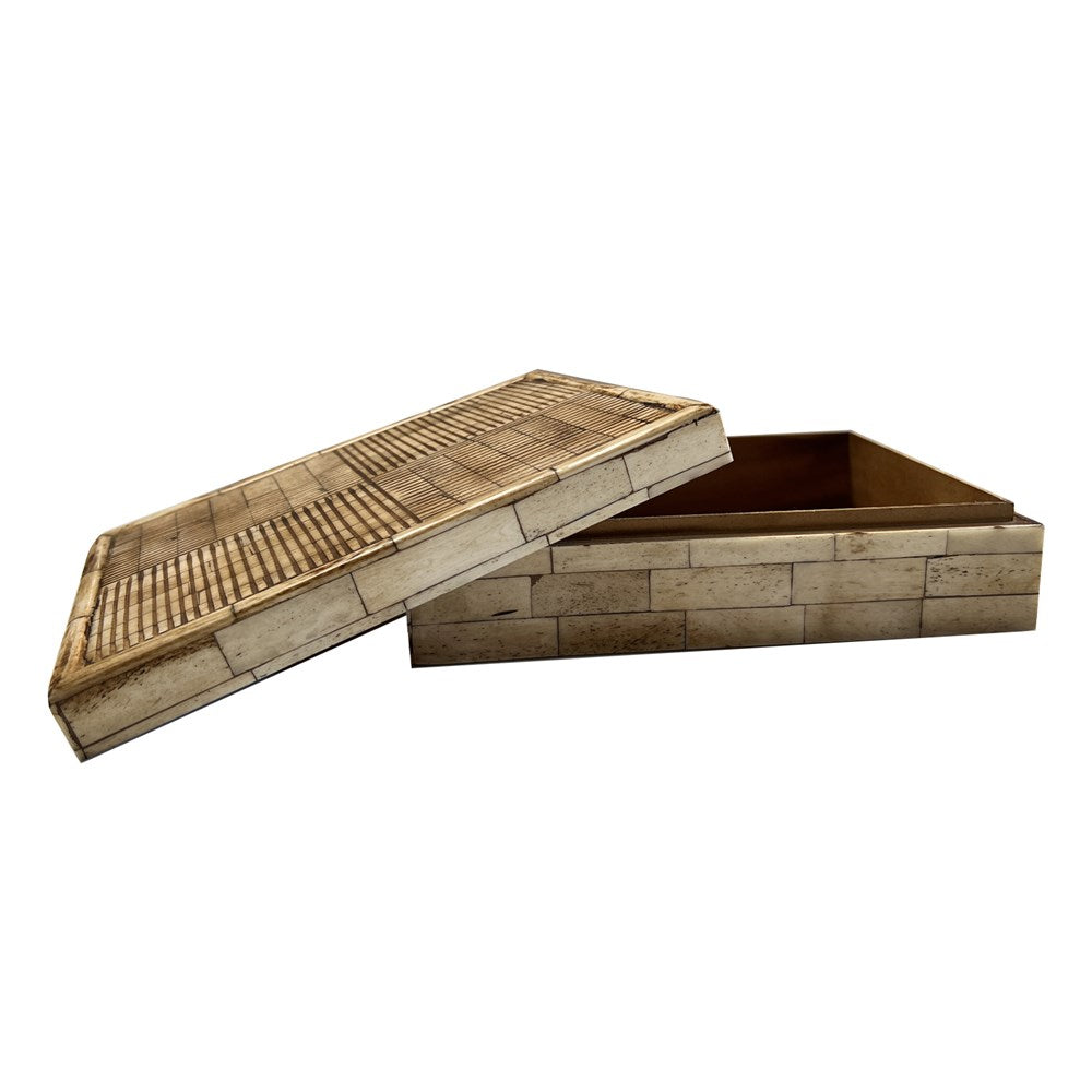 CARVED BONE DECORATIVE BOX WITH ANTIQUE FINISH 25x20x7xCM