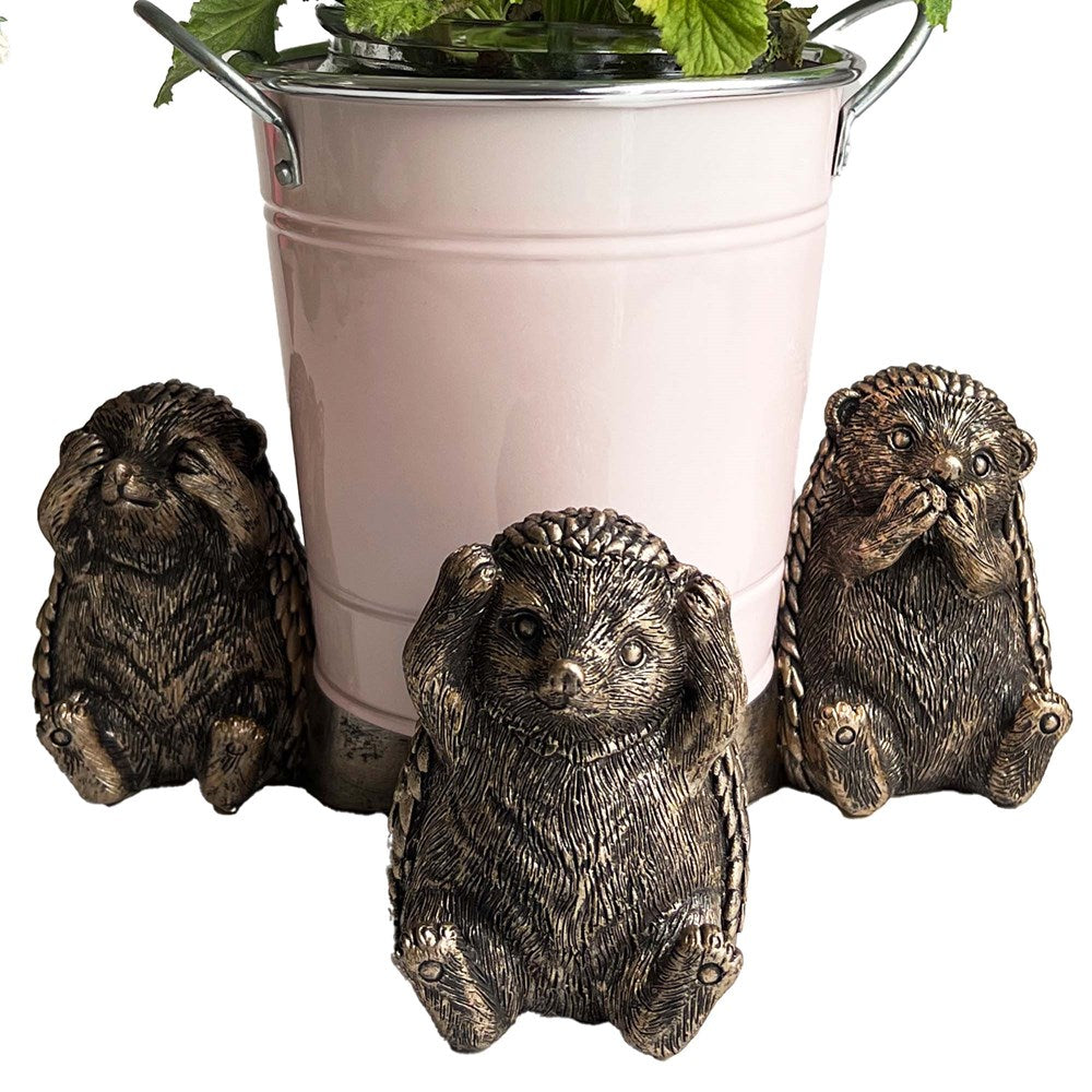 HEDGEHOG POT HOLDER SET OF 3 GOLD 10X6.5X9CM EACH