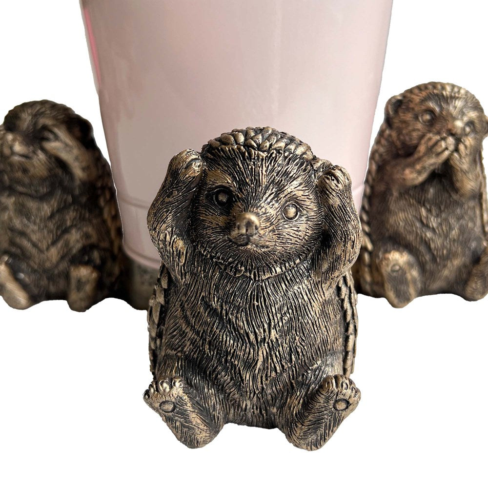 HEDGEHOG POT HOLDER SET OF 3 GOLD 10X6.5X9CM EACH