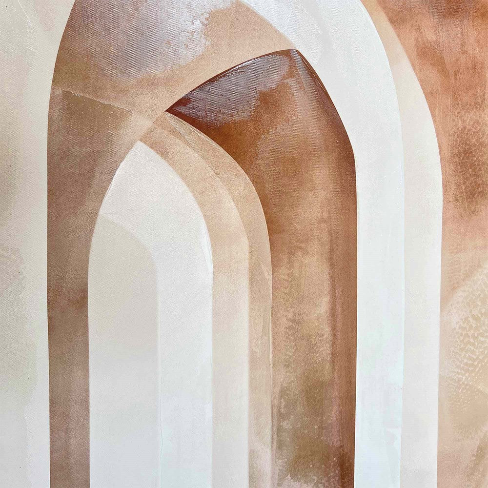 Abstract art with arches in brown and beige tones