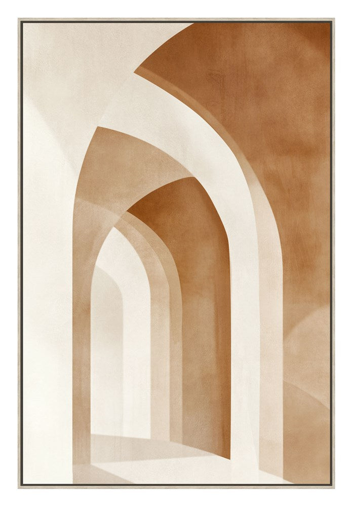 Art print with arches in brown and beige tones