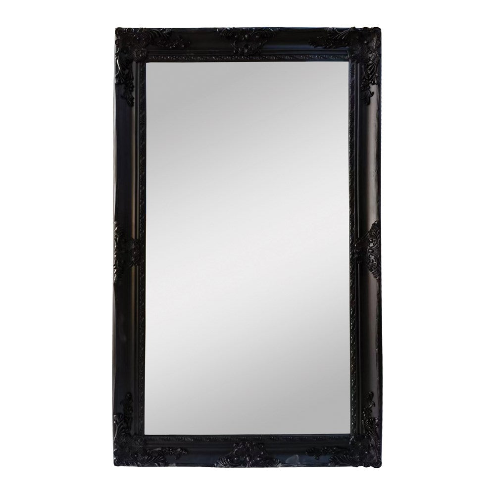 ANTIQUE ORNATE LEANER MIRROR BLACK 170X 91.5CM