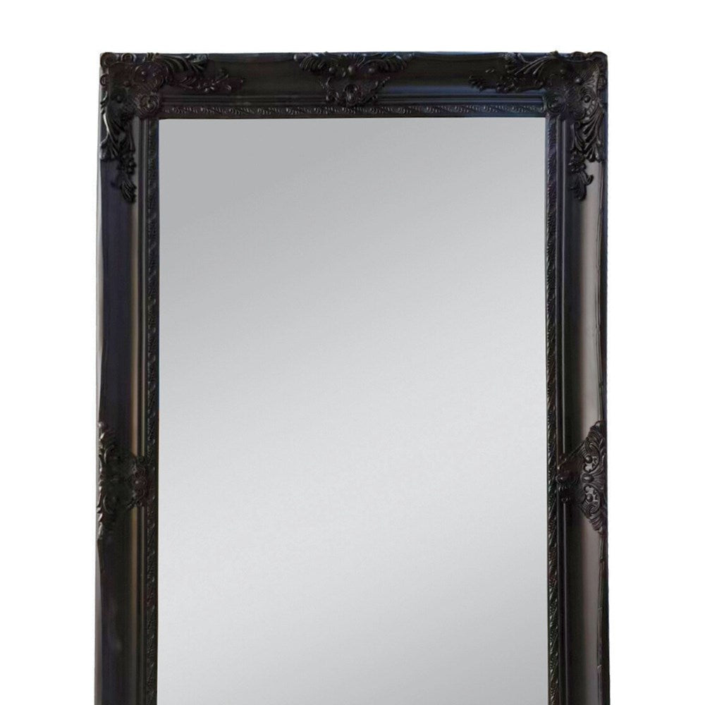 ANTIQUE ORNATE LEANER MIRROR BLACK 170X 91.5CM