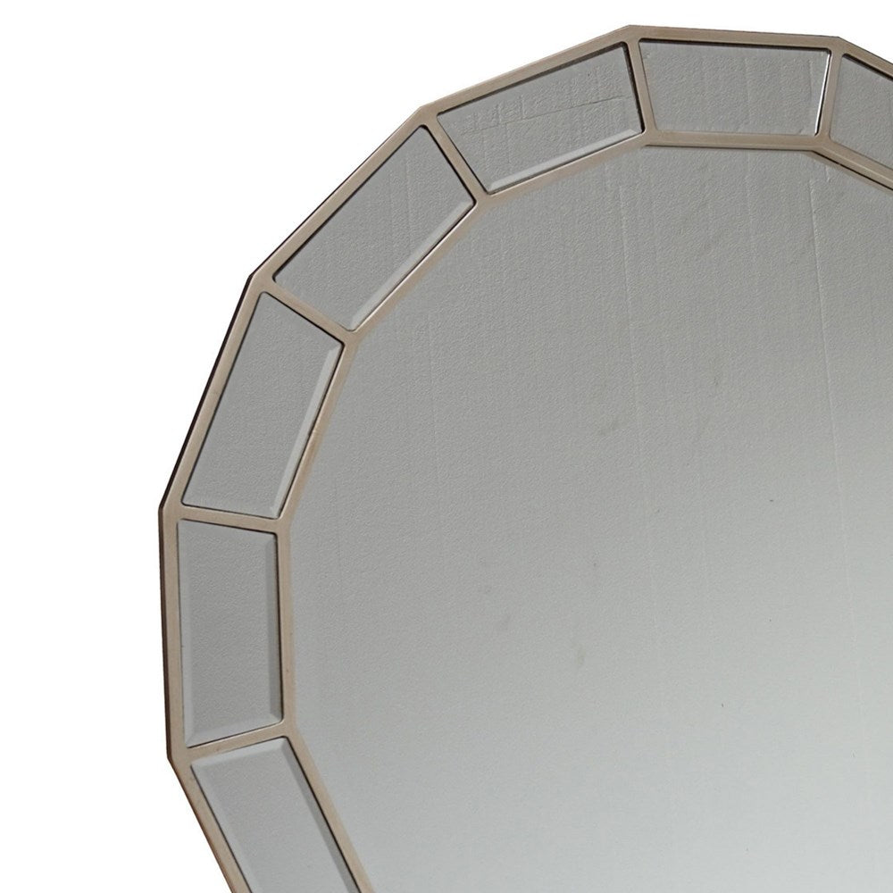 BEVELED CENTRE MIRRORED WALL MIRROR 81CM dia
