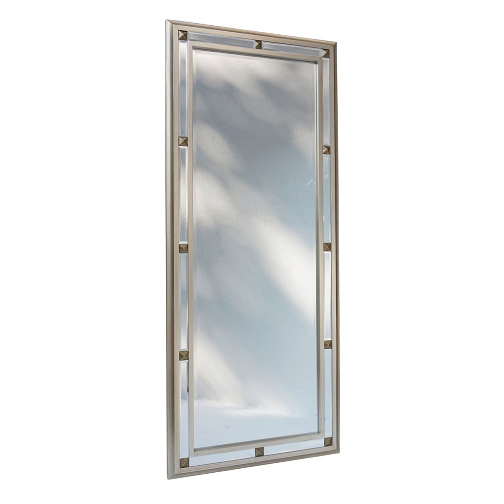 BEVELED CENTRE MIRRORED SEGMENT DRESS MIRROR 147X61CM