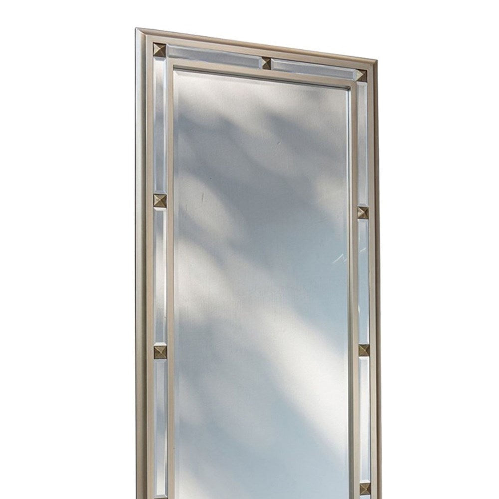 BEVELED CENTRE MIRRORED SEGMENT DRESS MIRROR 147X61CM