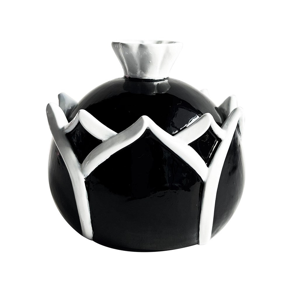 Black and white decorative trinket box on a white background