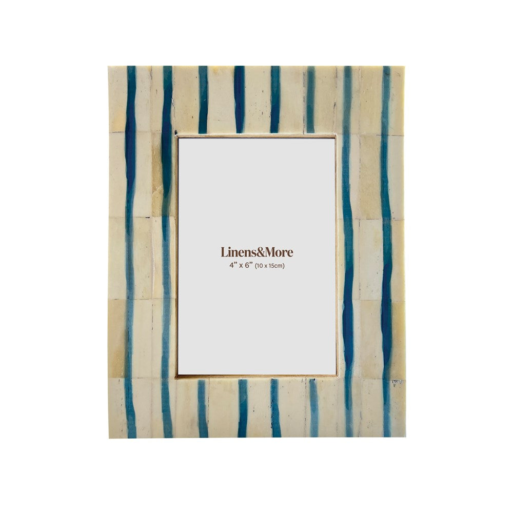 COASTAL BLUE STRIPED FRAME 4x6"